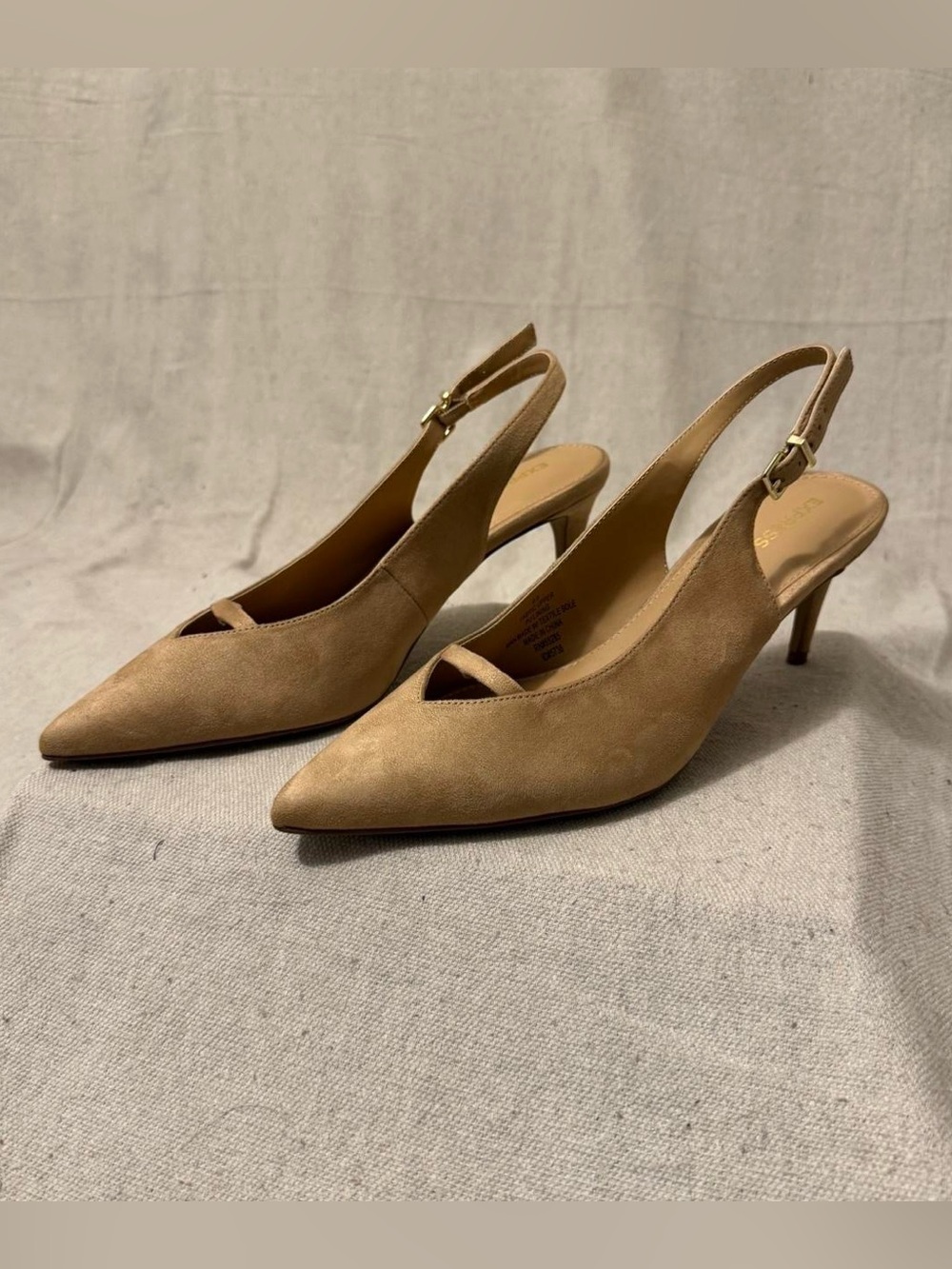 Express Tan Suede Slingback Pointed Kitten Heels